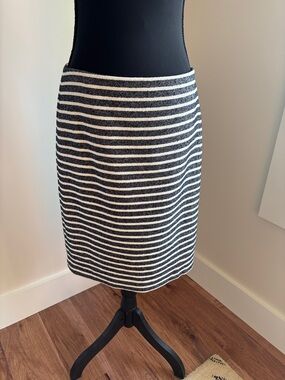 Ann Taylor Navy & White Striped Knit Pencil Skirt
